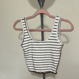 Ribbed Striped Black and White Women's Tank Top M